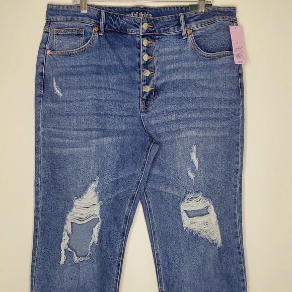 🆕️ Wild Fable Distressed High Rise Straight Ankle Jeans Size 18 Medium Wash - Picture 4 of 8
